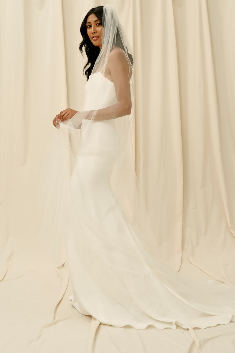 Plain Cathedral Length Tulle Veil - Charlie Veil — Loulette Bride