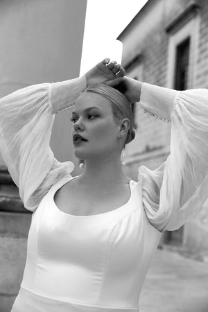 Ruched Creponne Cuff Sleeves