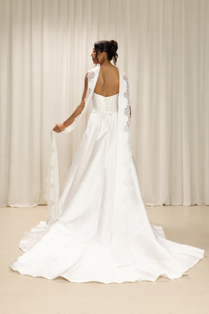 Lace-Trimmed Light Lux Satin Scarf