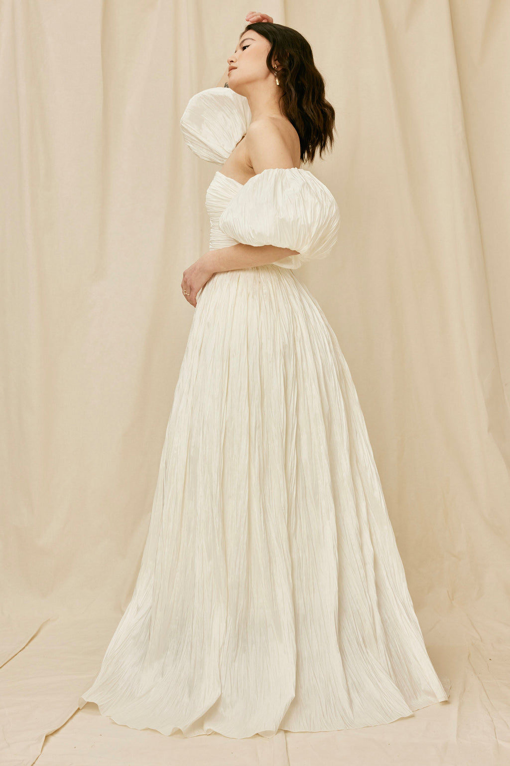 princess mona wedding dress MONA: Modern Stretch Crepe Fit and Flare Gown with 3D Laser Cut Appliqus